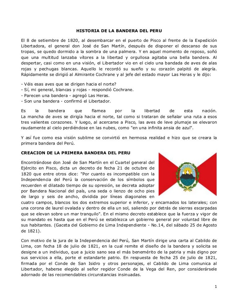 Como se creo la bandera nacional del peru